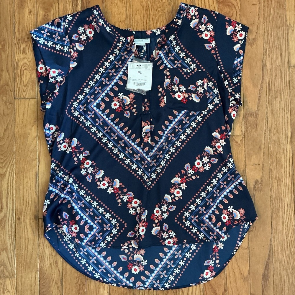 Floral Liz Claiborne Sleeveless Blouse Petite Large - NWT -